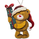 Teddy's Christmas Cheer: Hand-Painted Plywood Ornament