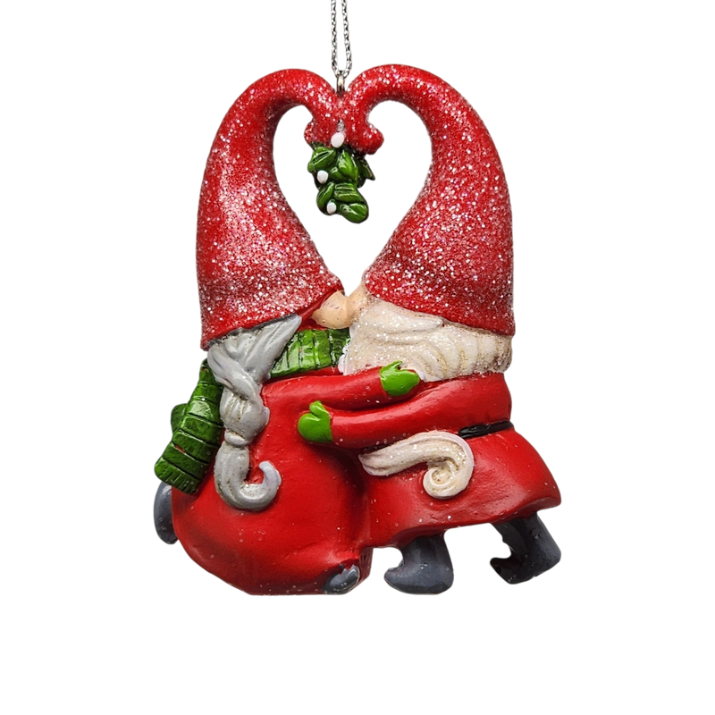 Gnomes under the Mistletoe Ornament