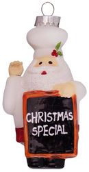 Santa Chef with Chalkboard Glass Ornament - 4 Inch - Christmas >> Ornaments >> Santa Claus - by Christmas By Krebs