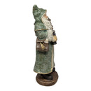 Vintage-Inspired Santa with Lantern & Evergreen Resin Figurine