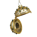 Glittered Hinged Ball Ornament - Ivory Glow