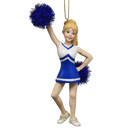 Pom-Pom Cheerleader Ornament - Blue - 5.5 Inches