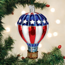 Patriotic Hot Air Balloon  Glass Ornament