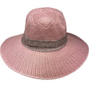 Burlap Ribbon Chiffon Crochet Woven Derby Sun Hat -Pink