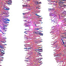 100-Light Pink Iridescent Tinsel With Pink Superbright LED Cascade Light