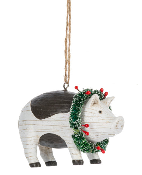Folk Art Farm Animal Ornament - Pig