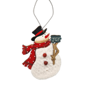 Wood and Fur Snowman Ornament - Joy Sign