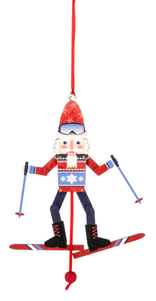 Skier Pulltoy Ornament