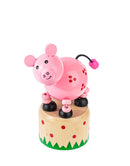 Wood Push Puppet Farm Animal - Pig