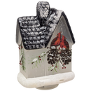 Lighted Frosted Glass Cardinal Design Cabin Luminary