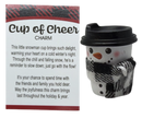 Cup Of  Cheer Snowman Charm - Black and White Scarf