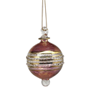 Striped Small Globe Ornament - Blush Pink