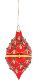 Glittered Hinged Drop Ornament - Red - Christmas >> Ornaments >> Novelty - by Ganz