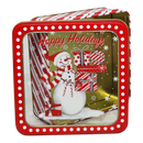 Square Cookie Tin with Window - Happy Holidays Snowman