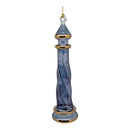 Sapphire Blue Lighthouse with Gold Bands and Crystal Accents