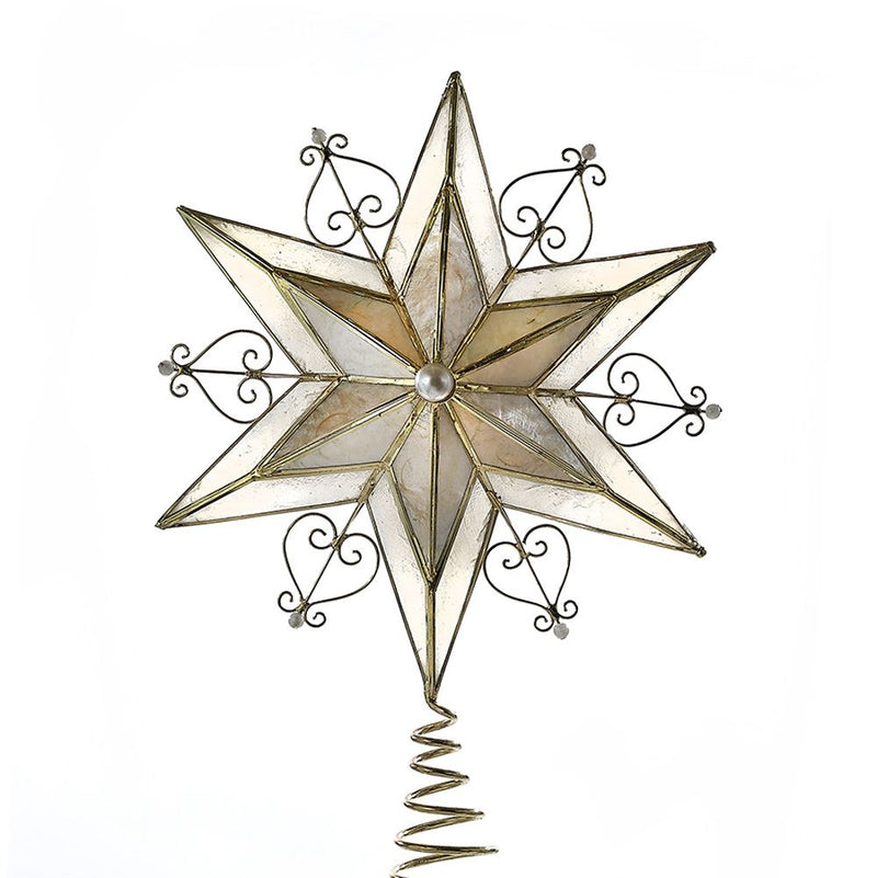 Double Faced Capiz Scroll Star Treetop - The Country Christmas Loft