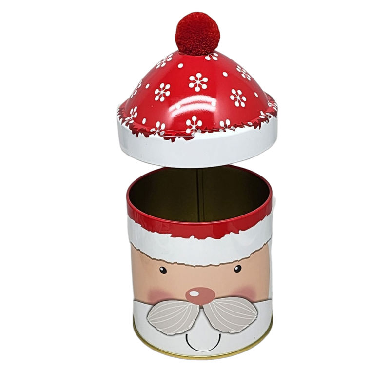 Gift Tin with Pom Pom Hat - Santa