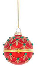 Glittered Hinged Ball Ornament - Ruby Radiance - Christmas >> Ornaments >> Glass - by Midwest