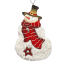 Fuzzy Wooden Snowman Ornament - 5 Inches