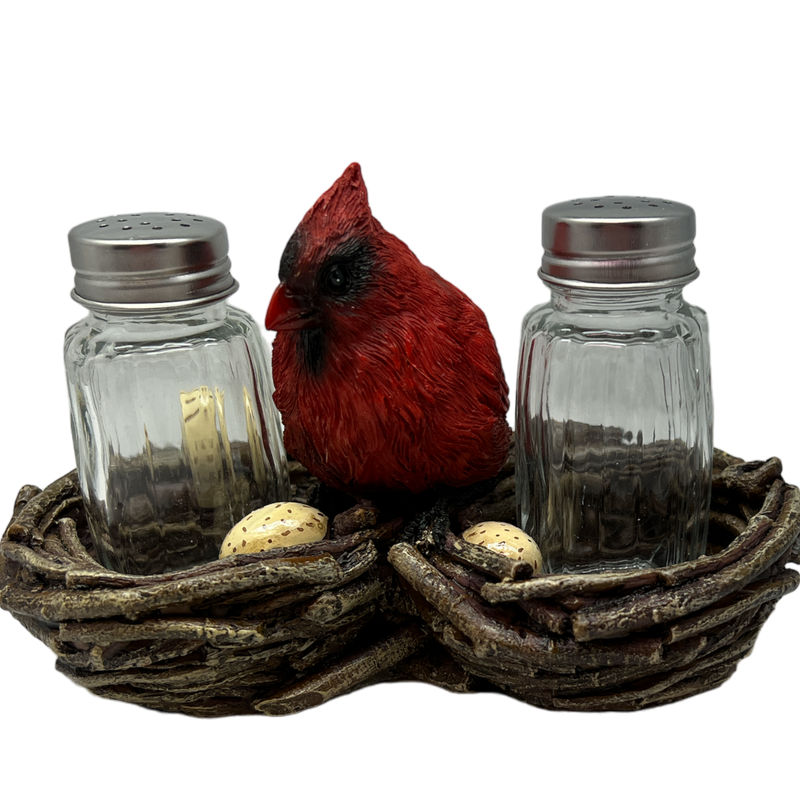 Cardinal With Nest Salt and Pepper Shaker Holder
