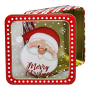 Square Cookie Tin with Window - Merry Christmas Santa Face