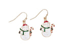 Friendly Enamel Snowmen with Candy Canes Earrings - Gift Shoppe >> Jewelry >> Earrings - by Periwinkle By Barlow