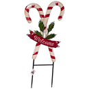 Metal Welcome Candy Cane Garden Stake - 33 Inch