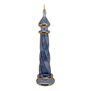 Sapphire Blue Lighthouse with Gold Bands and Crystal Accents