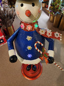 Outdoor Lighted Metal Snowman with Timer - 4 Foot Tall