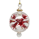 Floral Burst Globe Ornament - Clear with Red Accents