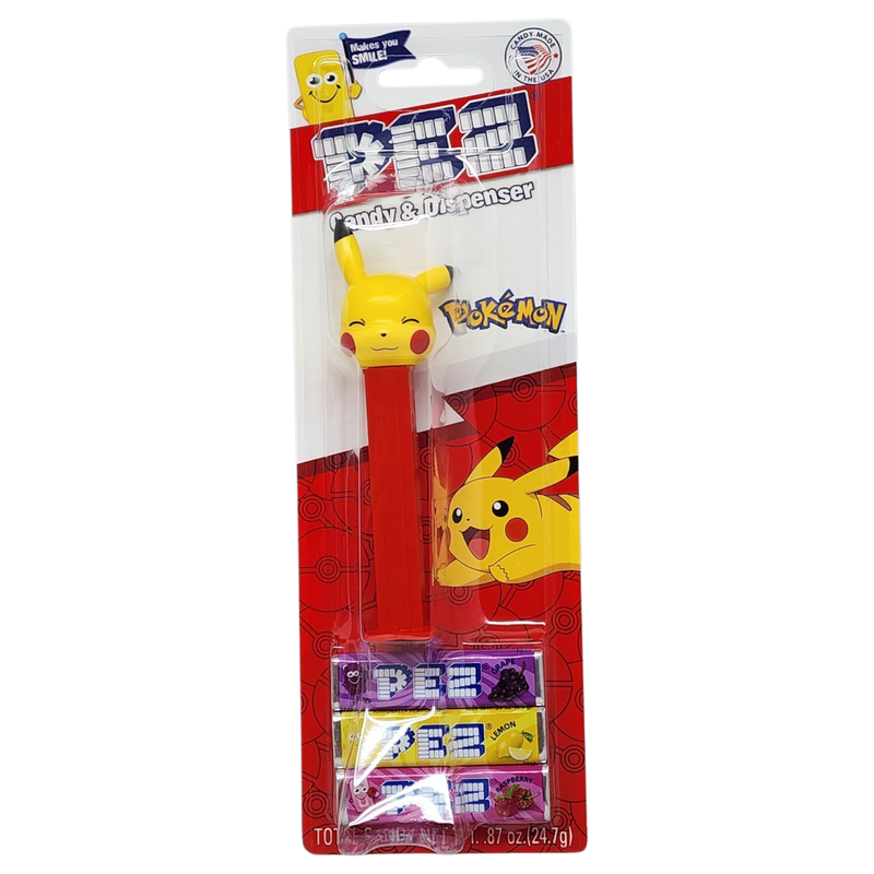 Pez Pokemon Dispenser with 3 Candy Rolls - Pikachu Happy