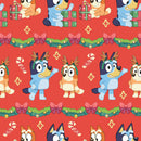 Bluey and Bingo on Red Wrapping Paper
