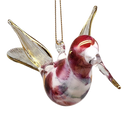 Blown Glass Hummingbird - Crimson Rose Blossom