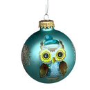 Krebs Value Glass Ball 4 pack - Powder Blue Owls - Christmas >> Ornaments >> Glass - by Christmas By Krebs - view 2