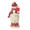 Snowman Nutcracker Figurine Red And Pink