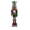Red White and Green Nutcracker With Striped Hat