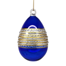 Banded Stipple Glass Egg - Blue