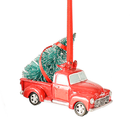 Red Pickup Truck brings home the tree - Christmas >> Ornaments >> Vehicles - by Ganz