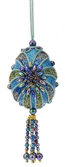 Teal Peacock Egg Ornament - - The Country Christmas Loft