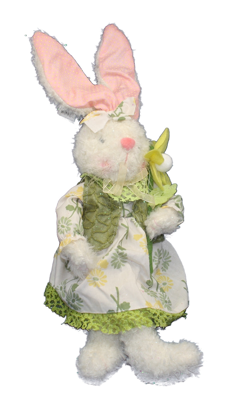 Springtime Fabric Sitting Bunny Figure - Girl