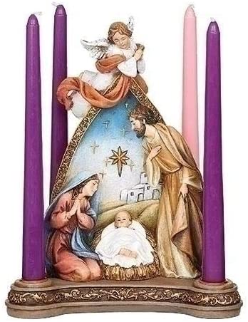 Angel Over the Holy Family Advent Candle Holder - The Country Christmas Loft