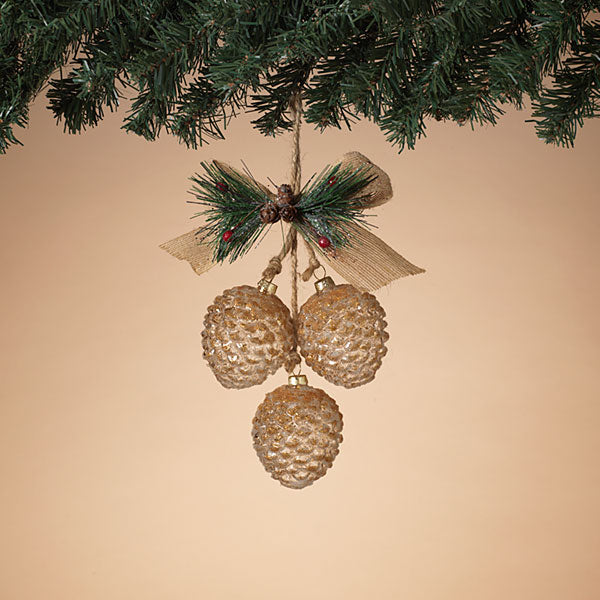 Glass Pine Cone Ornament Trio - The Country Christmas Loft
