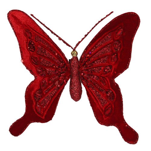 Velvet Red Butterfly Clip - The Country Christmas Loft