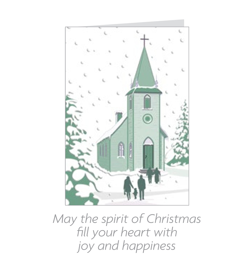 Religious Christmas 20 Count Card Set - Winter Church - The Country Christmas Loft