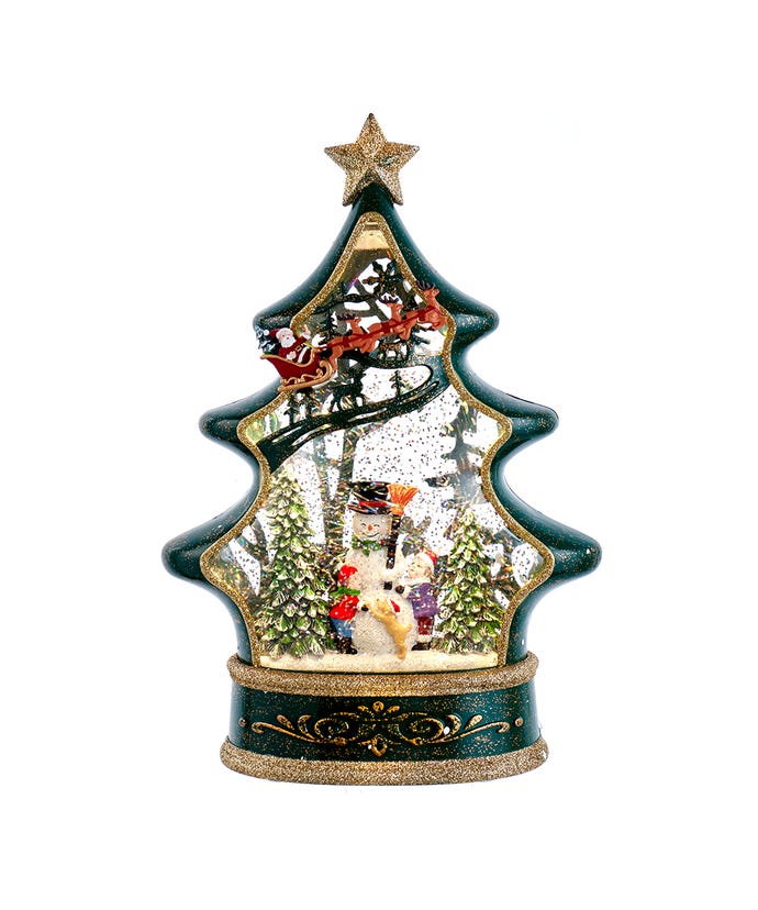 Battery Operated Water Snowman Tree with Santa Sleigh