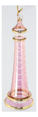 Lighthouse With Frost Etching -  Red Small - The Country Christmas Loft