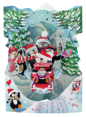 Sledding Penguins Swing Cards - The Country Christmas Loft