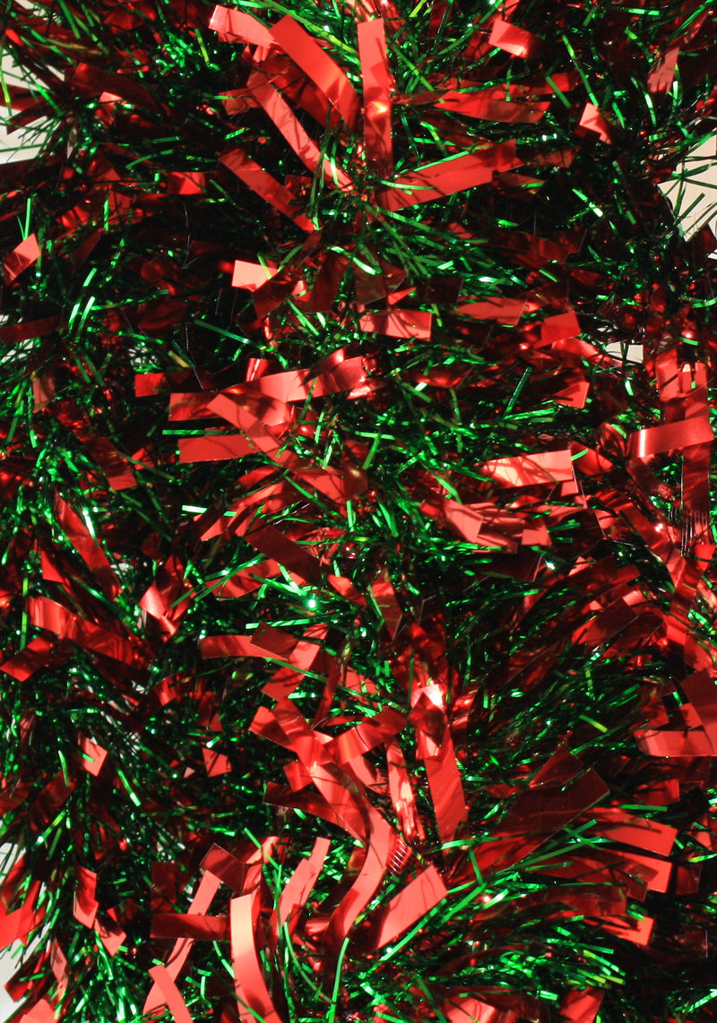 12 foot 6 Ply Luxury Tinsel Garland - Red/Green - The Country Christmas Loft