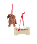 I love My Red Dachshund With Dog Bone Ornaments - The Country Christmas Loft