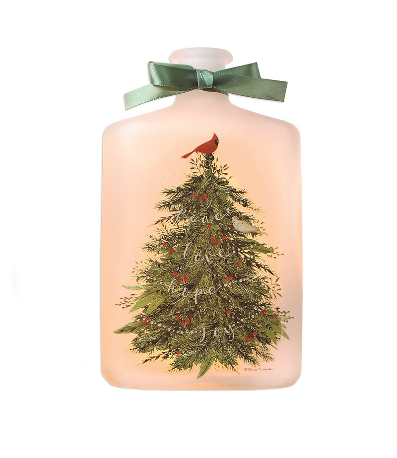 Lighted Glass Jar - Joy of Greens - 8 inch - Tree